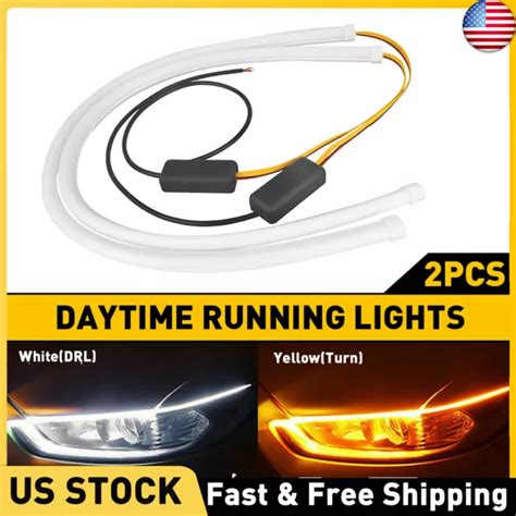 2x 60cm Led Switchback Drl Tube Light Strip Amber Sequential Flow Turn Signal 2657 Picclick Au