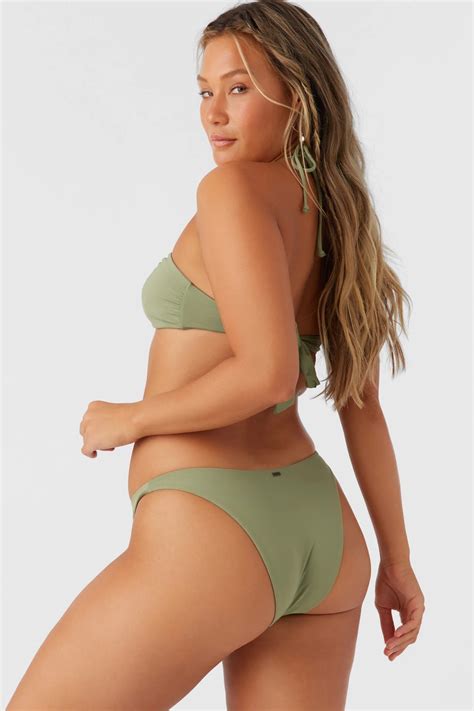 O Neill Saltwater Solids Flamenco Cheeky Bikini Bottoms Oil Green Harbour Thread Harbour