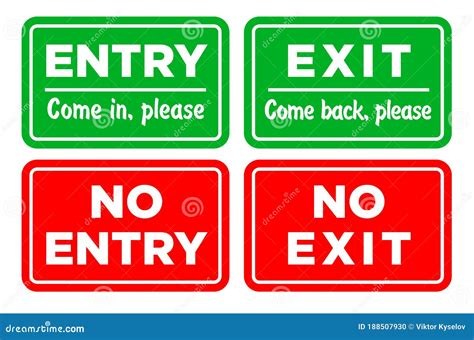 Entrance And Exit Signs Set Stock Vector Illustration Of Enter