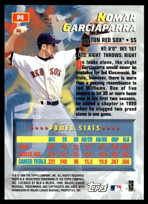 2000 Topps Power Players Baseball Card Nomar Garciaparra Boston Red Sox