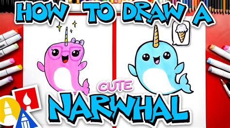 How To Draw A Cute Cartoon Narwhal - Art For Kids Hub