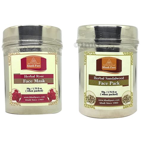 Khadi Pure Combo Pack Of Herbal Rose Face Mask And Herbal Sandalwood Face