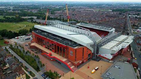 Anfield Stadium Of Fc Liverpool From Above Aerial View Liverpool