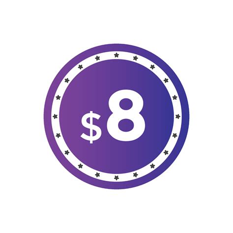 Etiqueta de precio de 8 dólares. símbolo de precio de 8 dólares usd