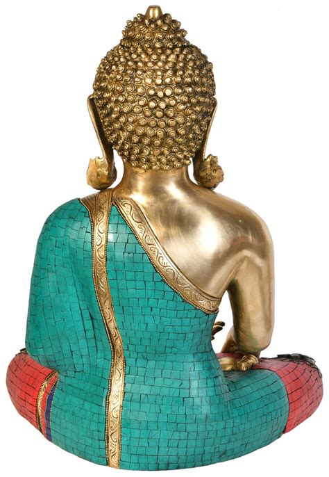 19 Tibetan Buddhist Lord Buddha In Earth Touching Gesture In Brass