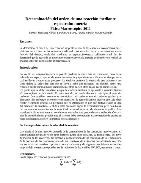 PDF Determinación del orden de una reacción mediante PDF