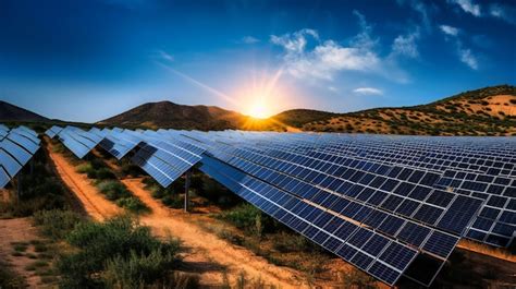 Premium Photo A Captivating Aerial View Of A Solar Farm Gleaming Under The Sun Showcasing