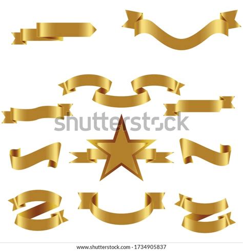 Gold Ribbon Set Isolated Celebration Winner Stock Vector Royalty Free 1734905837 Shutterstock