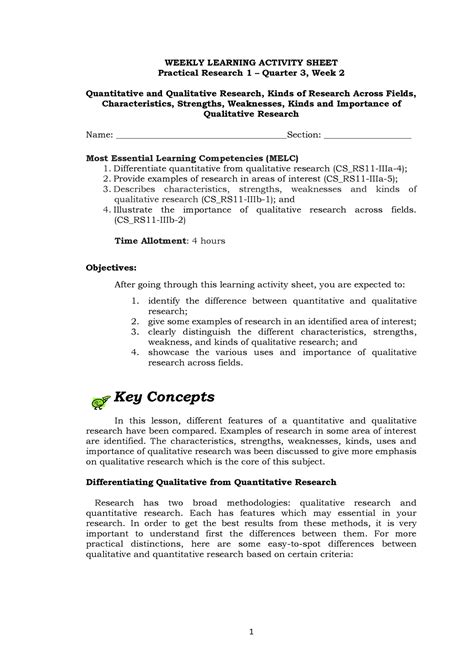 PR1 WLAS Q3 W2 Research WEEKLY LEARNING ACTIVITY SHEET Practical