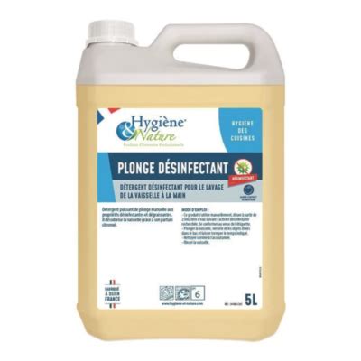 Liquide vaisselle Plonge désinfectant 5L pour plonge Manuelle Hygiène