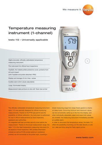 Temperature Measuring Instrument Channel Testo Testo Pdf