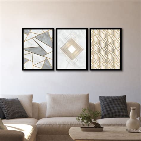 Quadro Decorativo Abstrato Moderno Tons Dourados M Rmore Elo