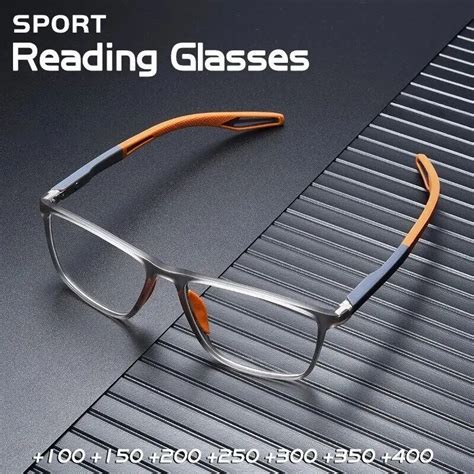 Fashion Tr90 Reading Glasses For Men Spring Leg Sports Presbyopia Glasses Anti Blue Light