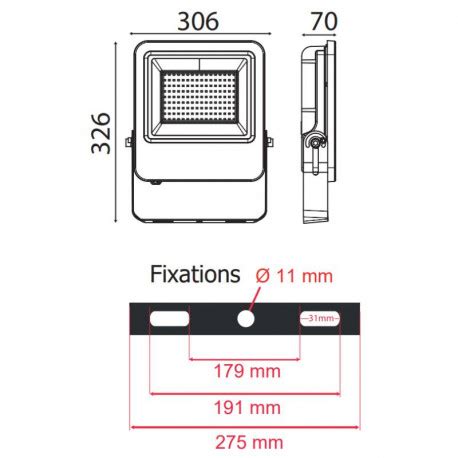 Projecteur Ext Rieur Led Plat Miidex W K Ip Gris