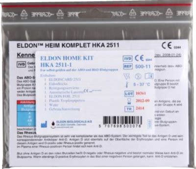 Blutgruppe Schnelltest Eldon Home Kit Hka St