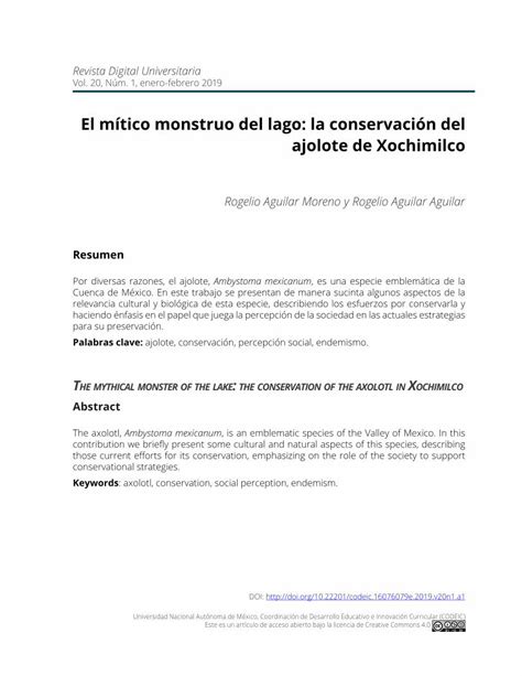 Pdf El M Tico Monstruo Del Lago La Conservaci N Del Ajolote