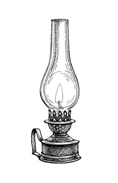 Premium Vector Ink Sketch Of Kerosene Lamp Hand Drawn Ink Illustration