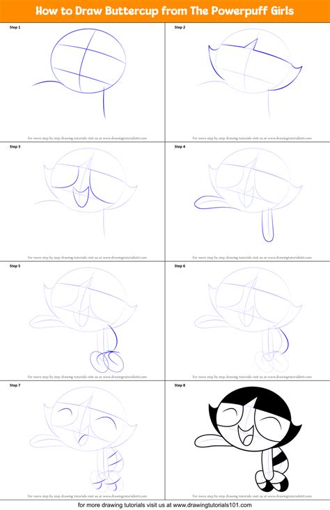 How To Draw Buttercup From The Powerpuff Girls Printable Step By Step