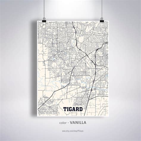 Tigard Map Print Tigard City Map Oregon OR USA Map Poster | Etsy