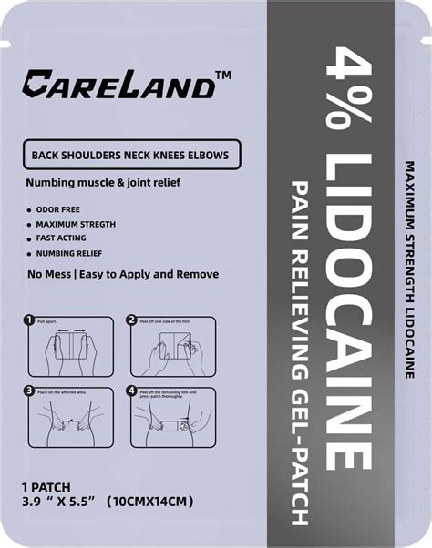 Careland 4 Lidocaine Gel Patch 18 Count Maximum Strength Pain