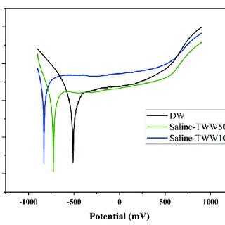 Tafel Curves For Steel Bars Embedded In DW And Saline TWW Concretes