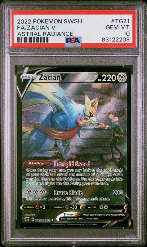 2022 Pokemon Sword Shield Astral Radiance Tg21 Full Art Zacian V PSA