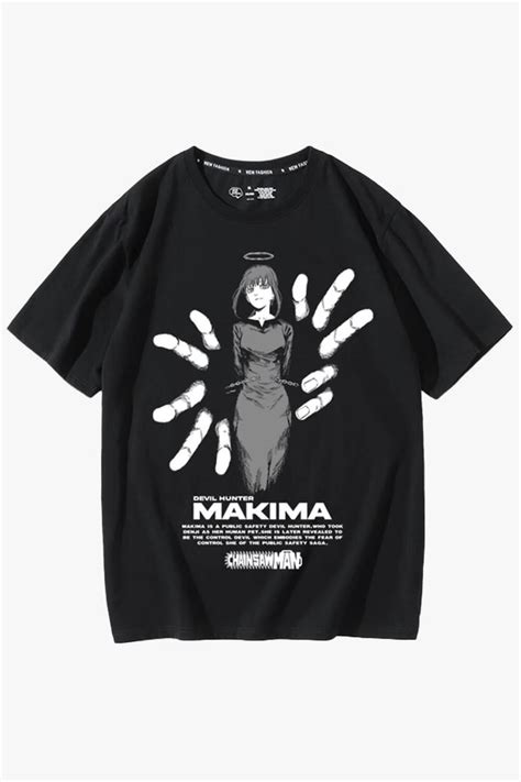 Chainsaw Man Black T Shirt Makima Fingers In Black Color For Anime