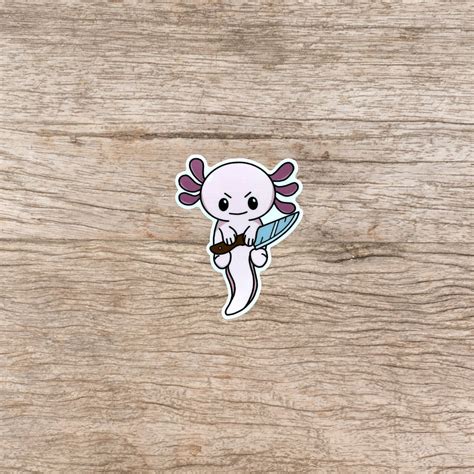 Axolotl With A Knife Sticker Etsy