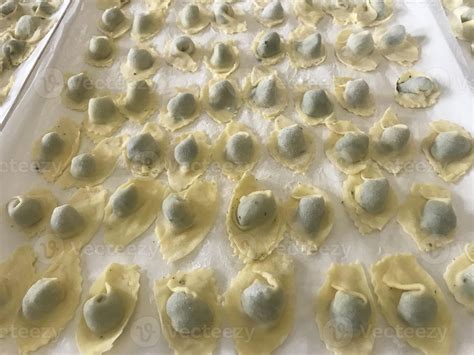pansoti italian triangle shaped stuffed pasta  stock photo