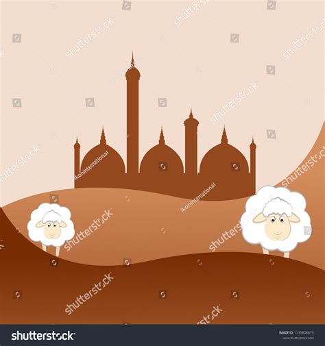 Eid Al Adha Landscape Design Cartoon Stock Vector Royalty Free 1135808675 Shutterstock