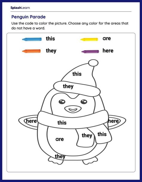 Color Code The Sight Words Printable Reading Worksheet