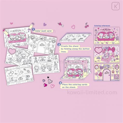 Sanrio Diy Coloring Paper Craft Set My Melody And Kuromi Kawaii Limited