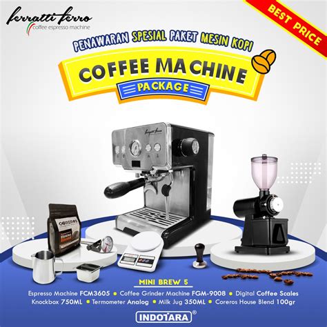 Jual Paket Mesin Kopi Espresso Mesin Kopi Ferratti Ferro Mini Brew