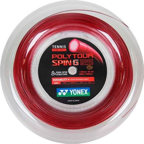 Yonex Tennissnaar Polytour Spin G Mm Meter Rood Bol