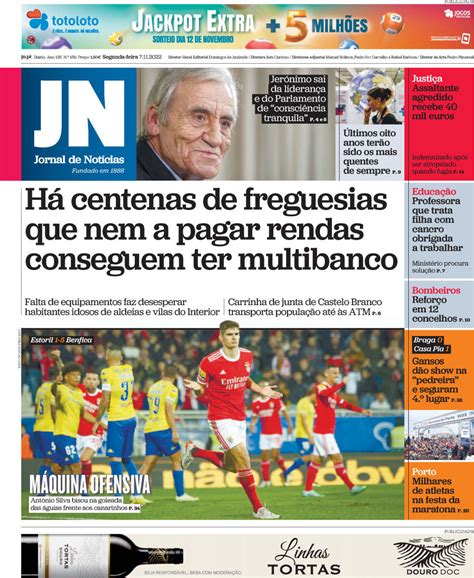 Capa Jornal de Notícias 7 novembro 2022 capasjornais pt