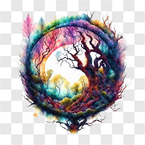 Download Abstract Circle with Trees Art Print PNG Online - Creative Fabrica