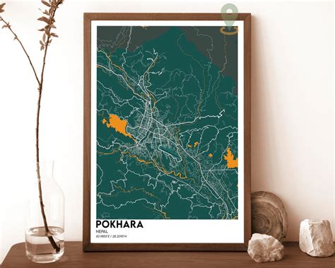 Pokhara Map, Pokhara Map Print, Pokhara Personalized Map, Pokhara Wall ...