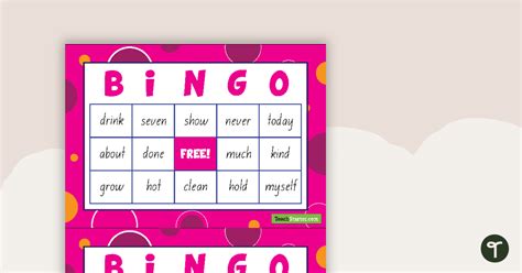 Dolch Sight Word Bingo Third Grade Teach Starter