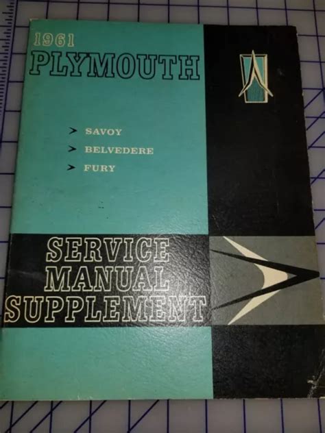 1961 PLYMOUTH SHOP Service Manual Supplement Plaza Savoy Belvedere 27