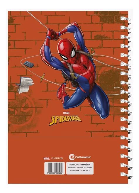 Caderno Espiral Universitário Homem Aranha Spider Man 1 Matéria 80