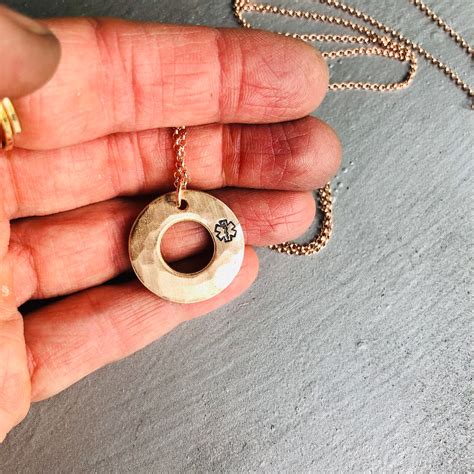 Medical Id Necklace Bronze Open Circle Necklace Rose Gold Circle Necklace Washer Necklace Etsy