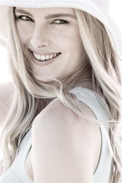 A Lovely Blonde Model Poses Outdoors Stock Photo Image Of Glamorous Flirtatious