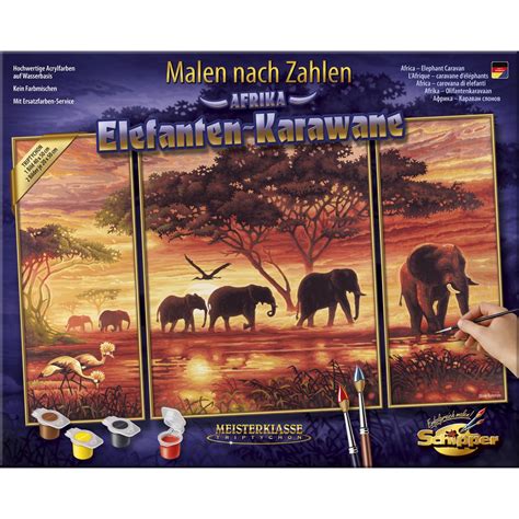 Kit Pictura Cu Numere Triptic Africa Elephant Caravan X Cm