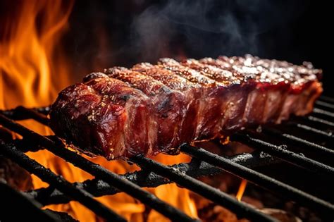 Premium Ai Image Sizzling Bbq Ribs On The Grill With Smoke