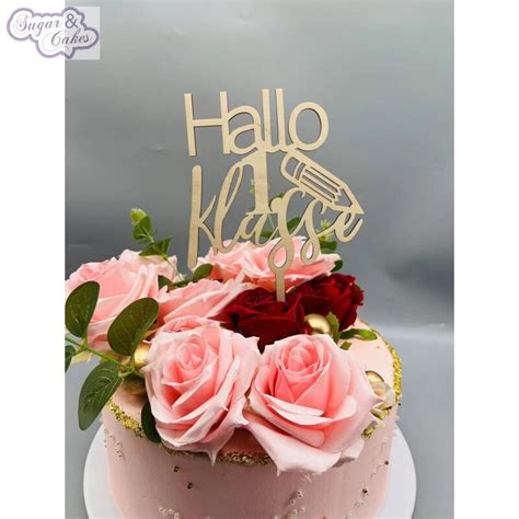 Cake Topper Einschulung Holz Hallo 1 Klasse