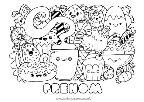 Coloriage N125 Mignon Kawaii Nourriture