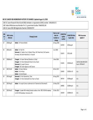 Fillable Online History Of Changes For Study Nct