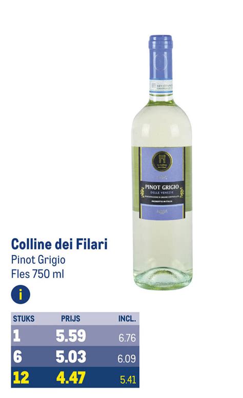 Colline Dei Filari Pinot Grigio Fles Ml Aanbieding Bij Makro