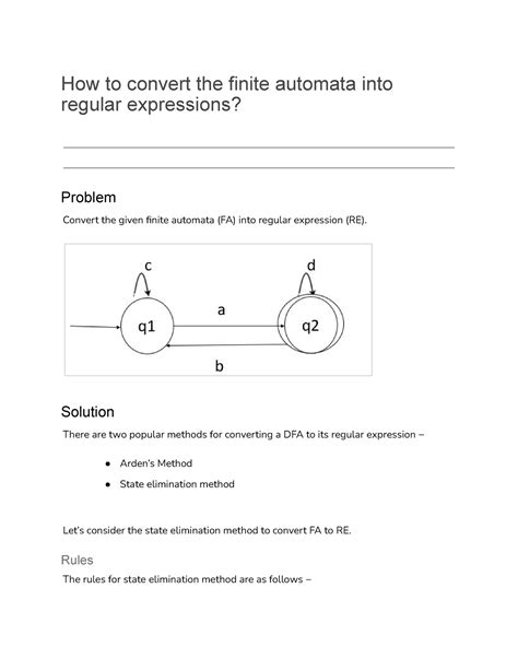 Question Bank 2 Part 09 How To Convert The Finite Automata Into