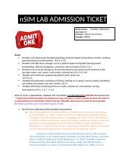 Mcgovernticketwinter Docx Nsim Lab Admission Ticket Patient Name